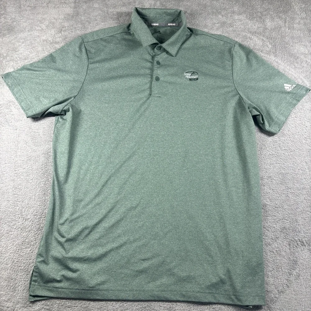 Adidas Mens Golf Polo Shirt Green Stone Mountain Golf Club Sz Large